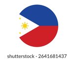 Round Philippines Flag Icon – Philippines Flag Circular Vector Badge with Standard Colors and National Symbol. Circle Flag Icon of Philippines, Button Badge Icon.
