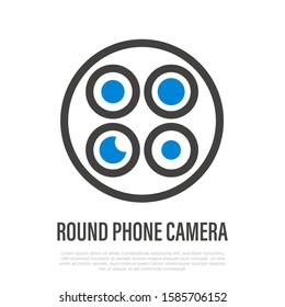 Round phone camera thin line icon. Mobile technology. Vector illustration.