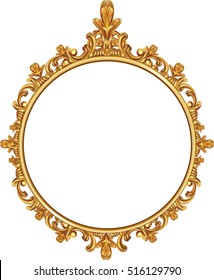 Round Photo Frame, Metal Gold, Interi Pattern Vector