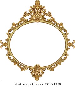 round photo frame, metal gold, interi pattern vector