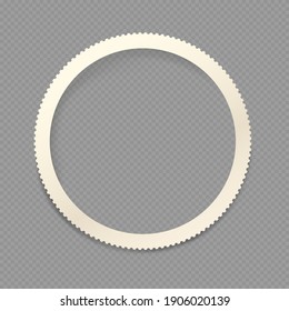 Round photo frame, vector retro photo frame on transparent background.