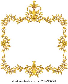 Round photo frame,metal gold,interior pattern vector