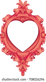 Round photo frame,metal red,interior pattern vector