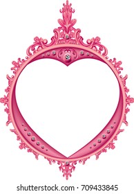 Round photo frame,metal red,interior pattern vector