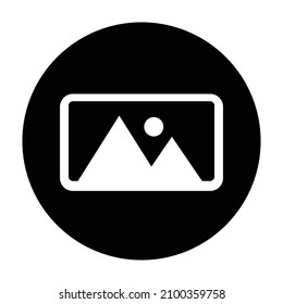 Round photo icon in black. Vector.