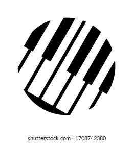 Round piano keys logo template design. Black and white music button sign. Vector illustration.