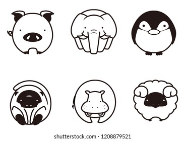 Round pictogram of animals.