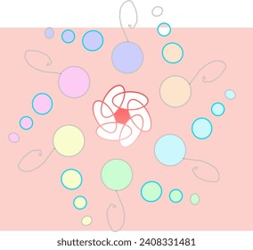 a round picture with extraordinary imagination and full of very beautiful colors
