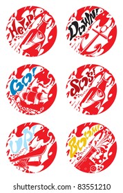 Round pictures with words 1, vector