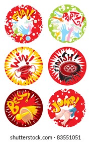 Round pictures with words 4, vector