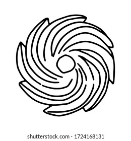 Recorte redondo, borde del trenzado.Pastelería dibujada en el estilo Doodle.Imagen en blanco y negro.Monocromo.Dibujo de esquema a mano.Coloración.Imagen vectorial