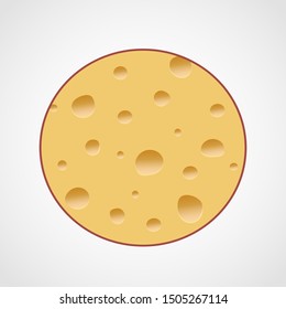 A round piece of cheese. Vector illustration