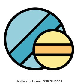 Round pill icon outline vector. Tablet drug. Medicine capsule color flat