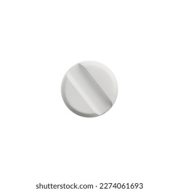 Ilustración monocromática de la píldora redonda o del comprimido aislada sobre fondo blanco. Analgésicos medicamentosos o comprimidos de círculo antibiótico.