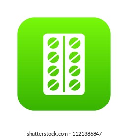 Round pills in a blister pack icon digital green for any design isolated on white vector illustration
