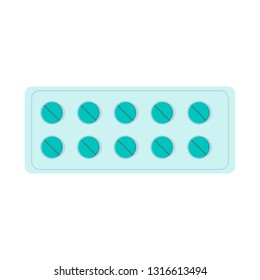 Round Pills in a blister pack. Vector illustration