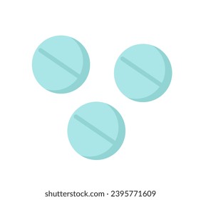 Round pills cartoon. Vector illustration of medicine preparations isolated on white.