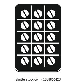 Round pills package icon. Simple illustration of round pills package vector icon for web design isolated on white background