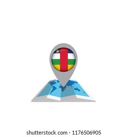 Round pin with flag of Central African Republic on the map