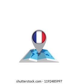 Round pin with flag of France on the map