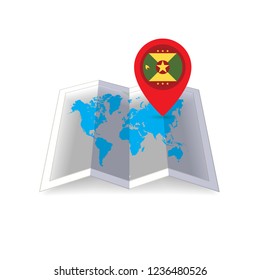 Round pin with flag of Grenada on the map