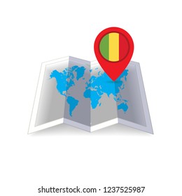 Round pin with flag of Mali on the map