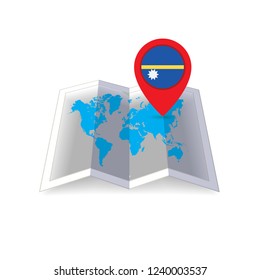 Round pin with flag of Nauru on the map