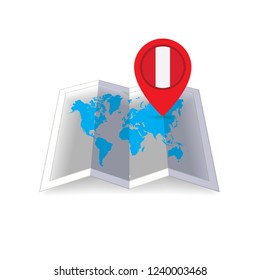 Round pin with flag of Peru on the map