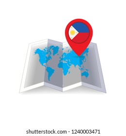 Round pin with flag of Philippines on the map