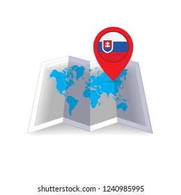 Round pin with flag of Slovakia on the map