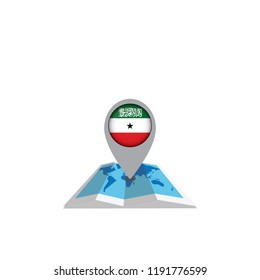Round pin with flag of Somaliland on the map