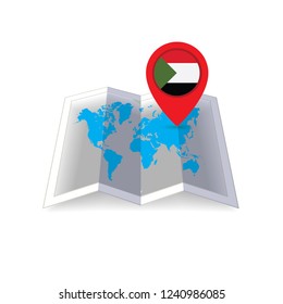 Round pin with flag of Sudan on the map