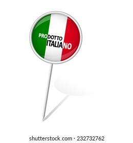 round pin with shadow and text Made in Italy (in Italian)
