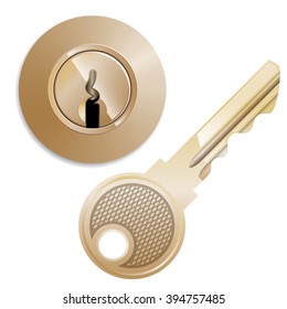 round Pin tumbler lock and key