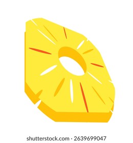 Round pineapple cut slice icon. Fresh yellow fruit for organic and vegetarian meals.