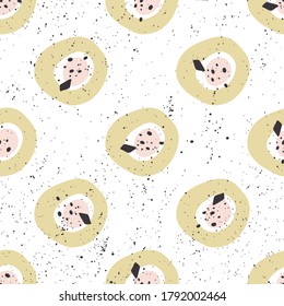 Round pink Abstract seamless pattern in vintage style. Artistic wallpaper abstract background. Modern graphic element