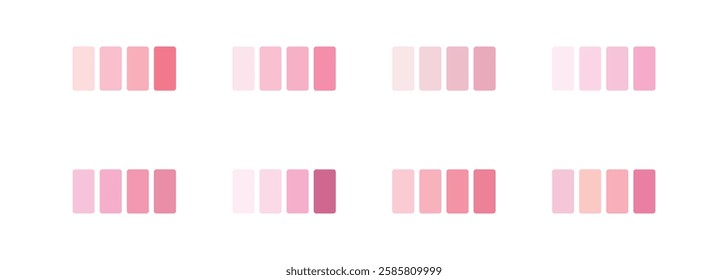round pink color palette vector set
