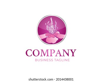 Round Pink Flower Logo Design