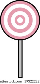 Round pink lolipop, illustration, vector on white background.