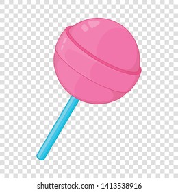 Round pink lollipop icon. Cartoon illustration of round pink lollipop vector icon for web design