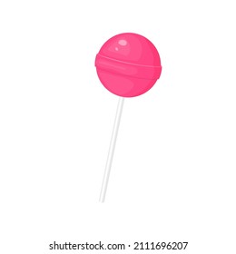 Round Pink Lollipop Vector Illustration
