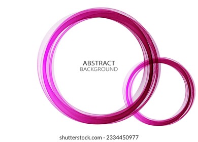 Round pink red transparent wave on white background, abstract background, design element