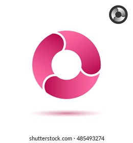 Round pink segmented circle, 2d vector illustration, circle shape sign, isolated on white background, eps 10