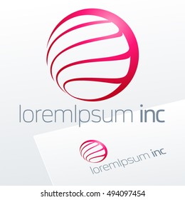 Round pink vector sign. Logo for Media, Fashion, Cosmetics