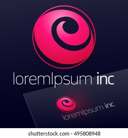 Round pink vector sign. Logo for Media, Fashion, Cosmetics