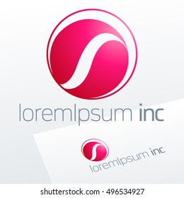 Round pink vector sign. Logo for Media, Fashion, Cosmetics