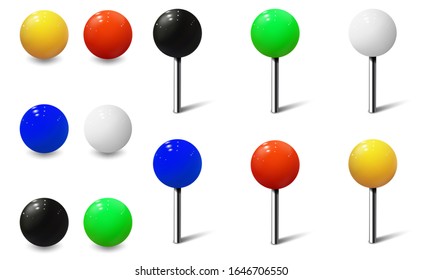 Round Pins and Metal Map Push Pins