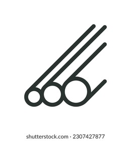 Round pipes isolated icon, PVC electrical conduits vector icon with editable stroke