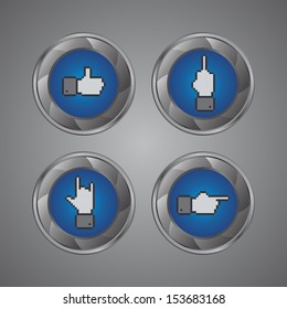 round pixel art finger gesture sign button