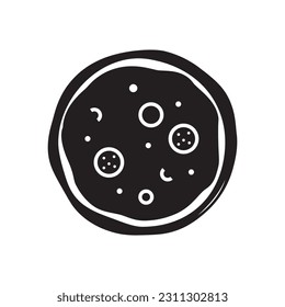 Round pizza flat icon vector and illustration